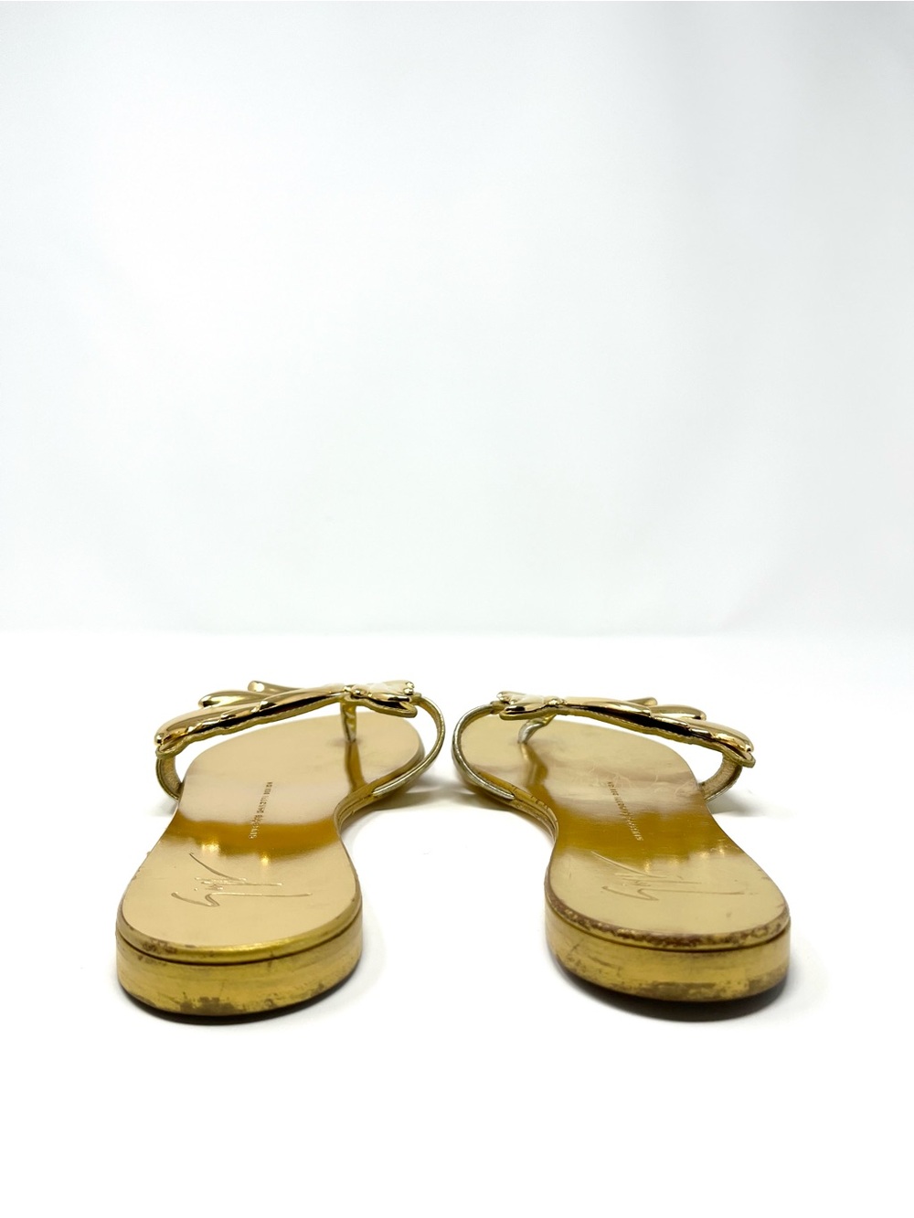 Giuseppe Zanotti Gold Cruel Summer Wing Flat Leather Thong Sandals 36.5 6.5 - Picture 5 of 8